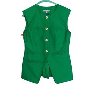Vintage Jantzen 1970s Kelly Green Sleeveless Button Up Vest Woman's 4 Old School